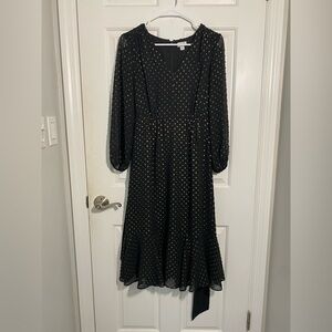 J. Crew Black Dress with Gold Dots